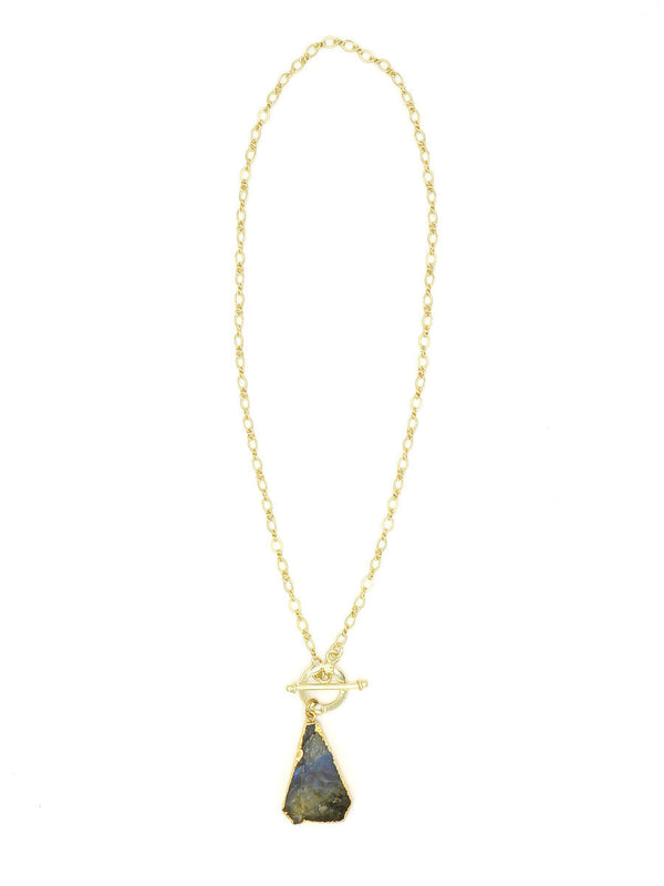 Raw labradorite triangle necklace by Fair Anita, handcrafted fair trade jewellery from India