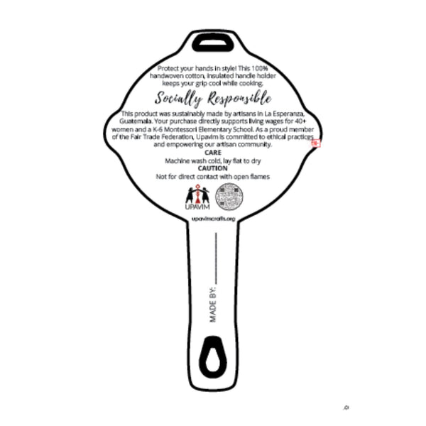 Back of the product tag for the Skillet Handle Holder