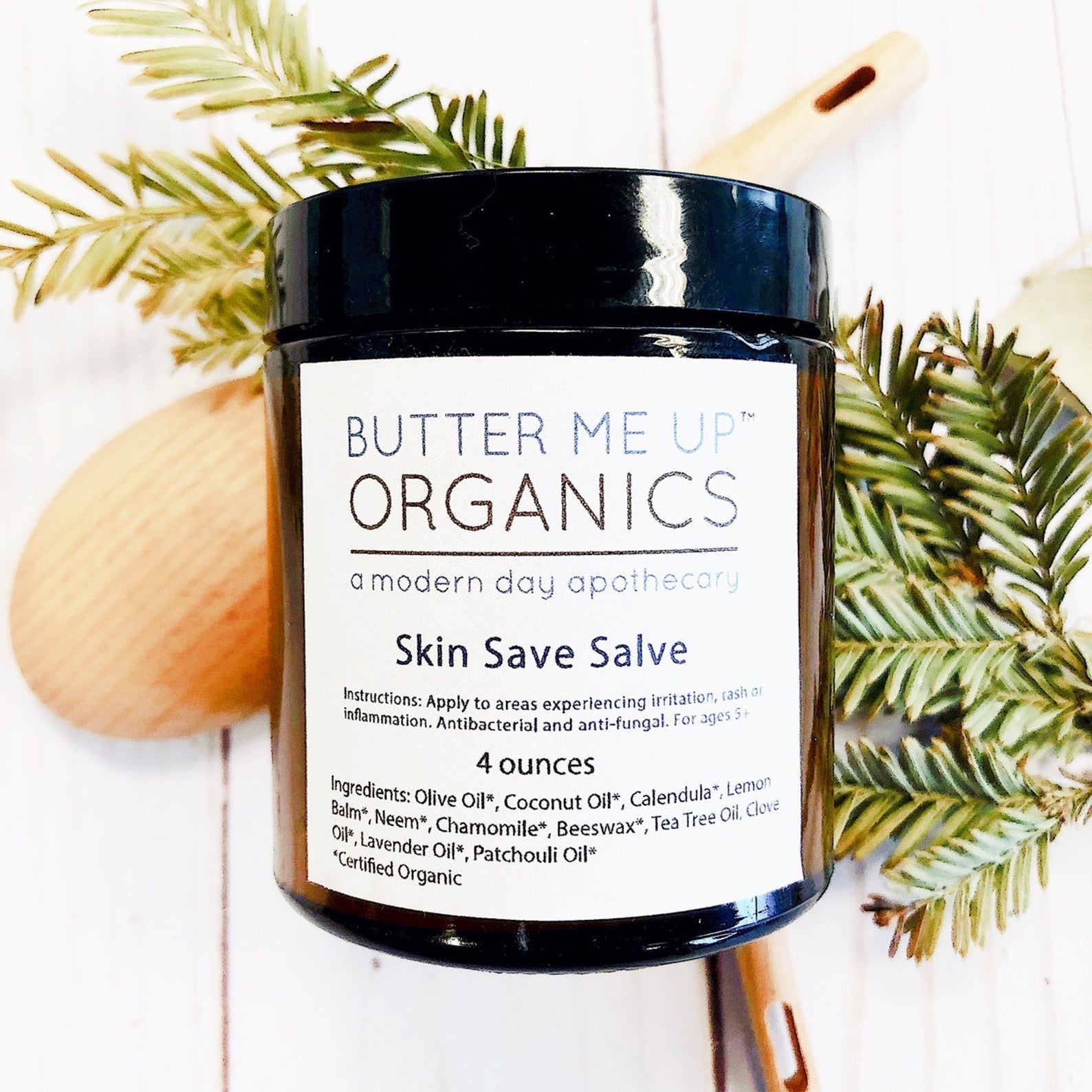 Butter Me Up Organics Skin Save Salve natural herbal salve for rashes and minor fungal skin concerns