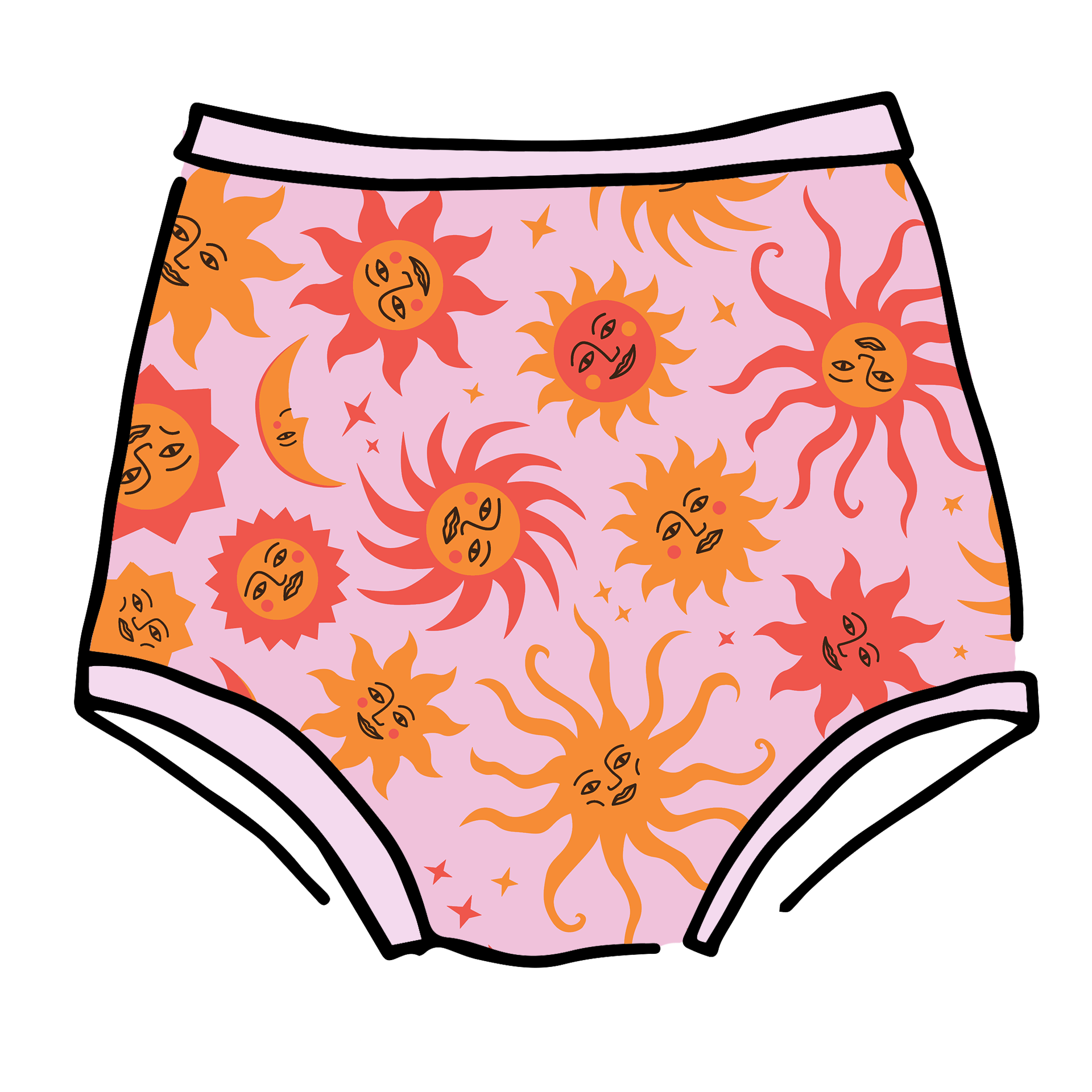 Thunderpants Sky Rise Luna y Sol high-waist organic cotton underwear with celestial sun and moon print