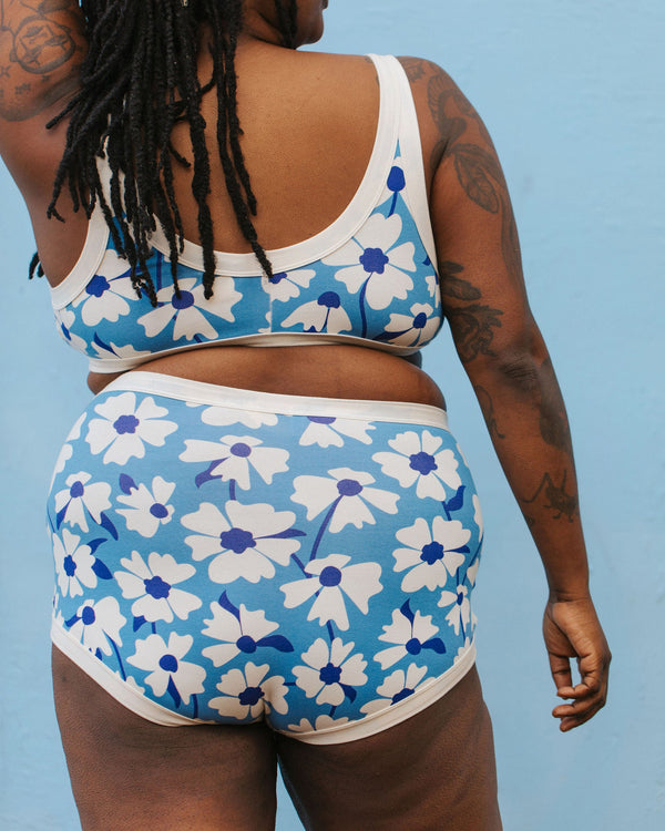Thunderpants Sky Rise Moody Blooms underwear side profile on model