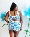 Thunderpants Sky Rise Moody Blooms organic cotton underwear, back view on model