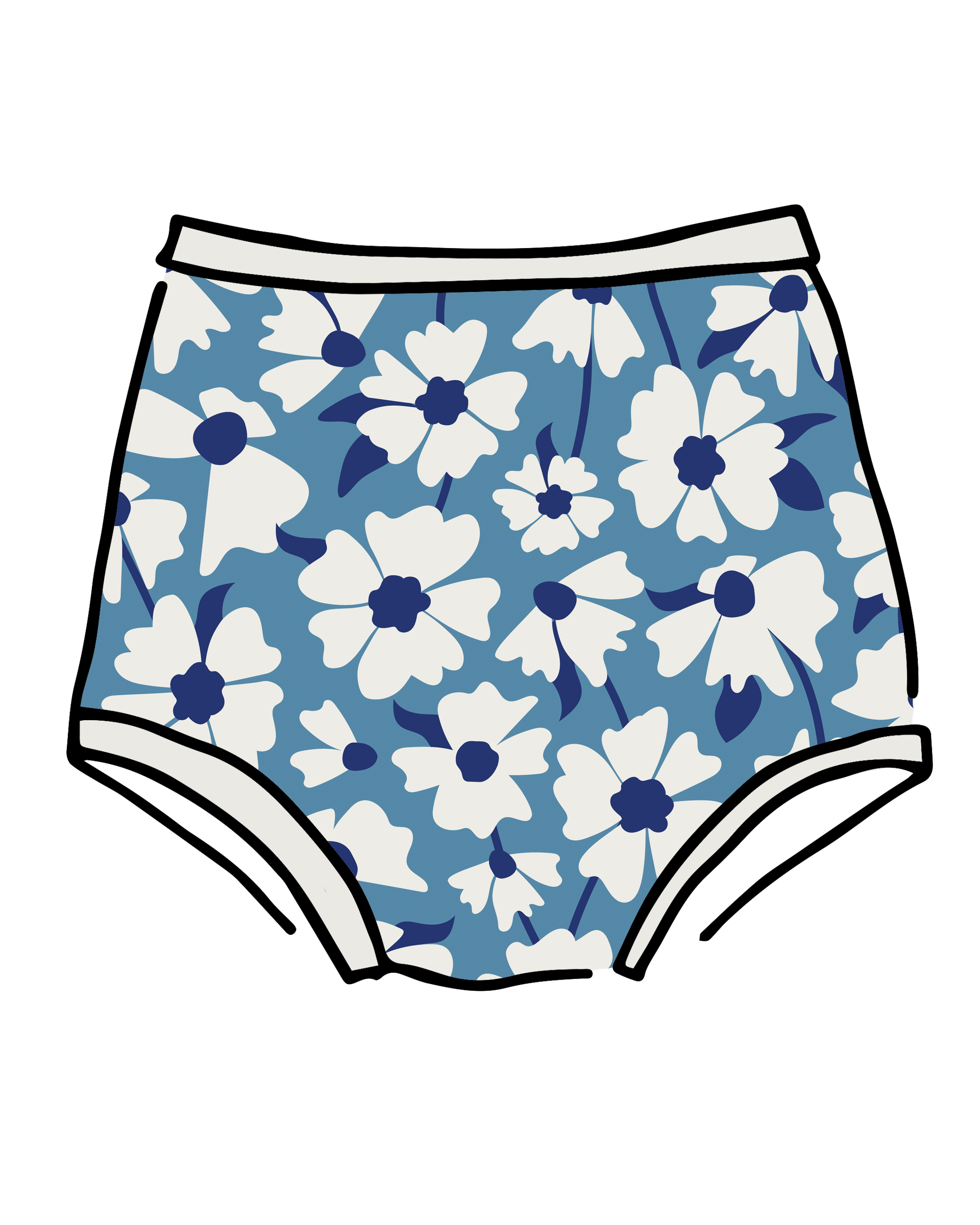 Thunderpants Sky Rise Moody Blooms wintery floral print underwear flat lay