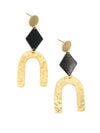 Slate and gold arch statement earrings handcrafted from upcycled brass by Fair Anita