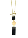 Slate and gold geometric dangle necklace by Fair Anita, ethically made in India with brass-plated recycled metal