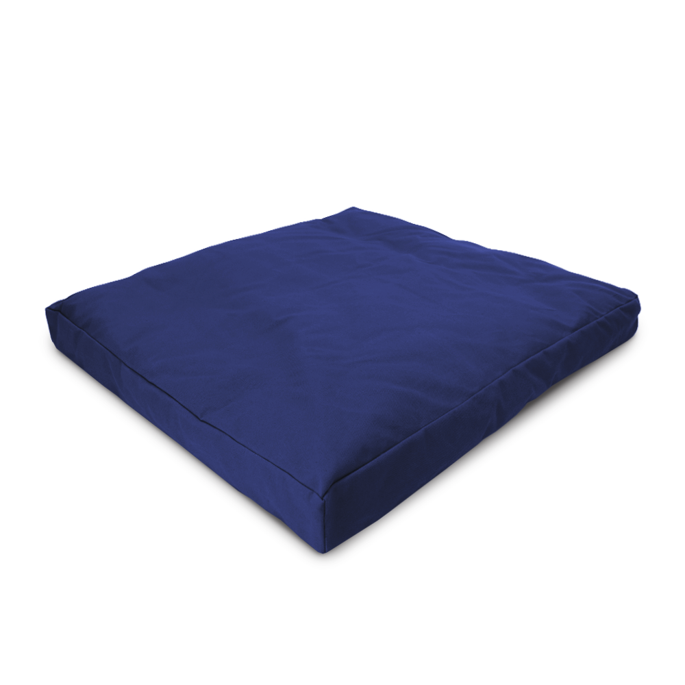 Navy blue cushion on a white background
