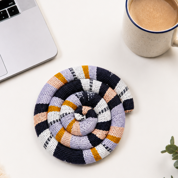 Small Spiral Spiced Trivet – Handwoven Guatemalan Cotton Mug Warmer