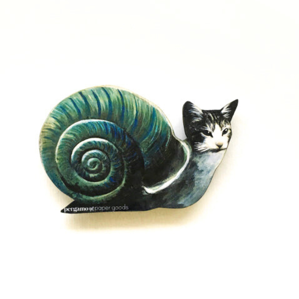 Show your love for cats & the planet with the Snail Cat Wood Magnet! Handcrafted, zero waste & plastic-free. Vibrant artwork on reclaimed wood. Perfect for cat lovers & eco-conscious homes. Shop now & support sustainable art!