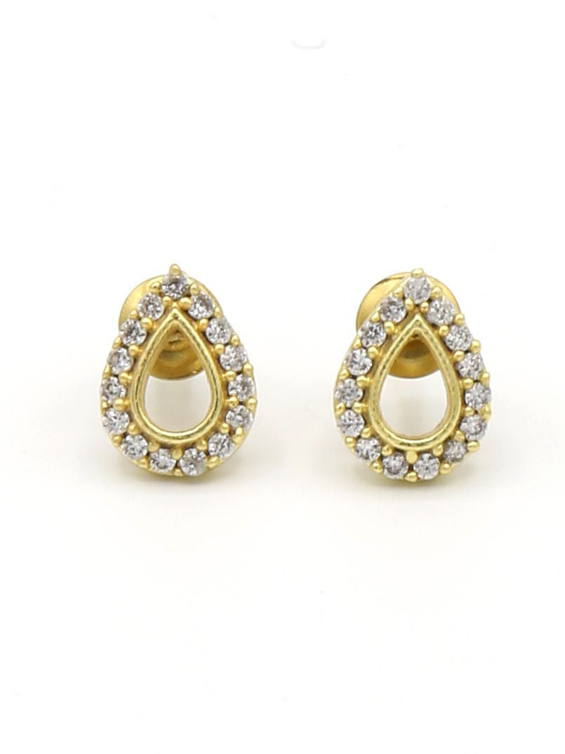 Fair Anita Sparkle Teardrop Stud Earrings in silver-toned recycled metal with sparkly stones