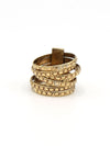 Fair Anita Stacked Armor Statement Ring with circle stamp design in recycled brass