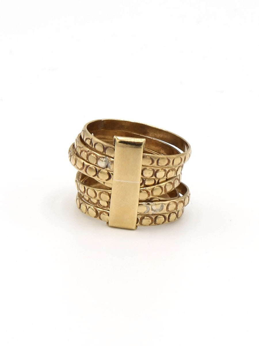Stacked Armor Statement Ring | Recycled Brass | Fair Anita