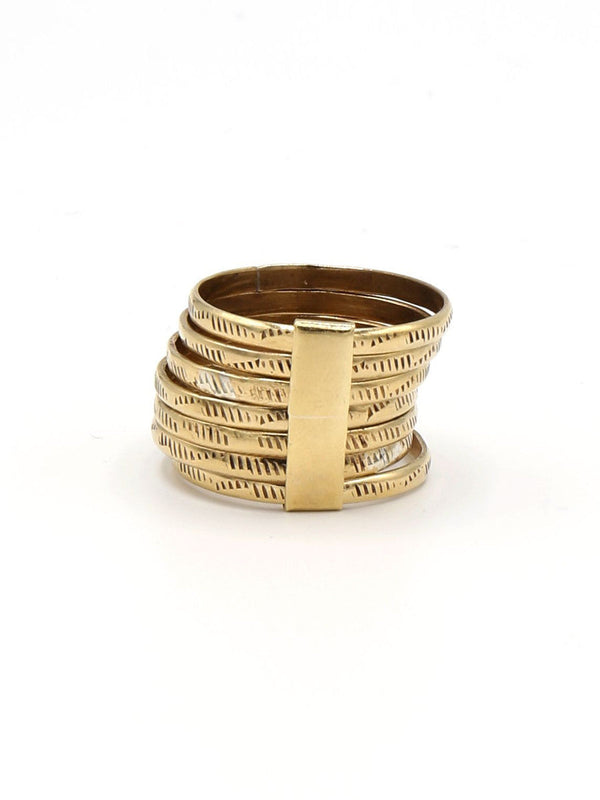 Stacked Armor Statement Ring | Recycled Brass | Fair Anita