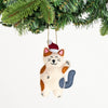 Stealing Santa Hat Cat Ornament handmade from wool felt with cotton embroidery