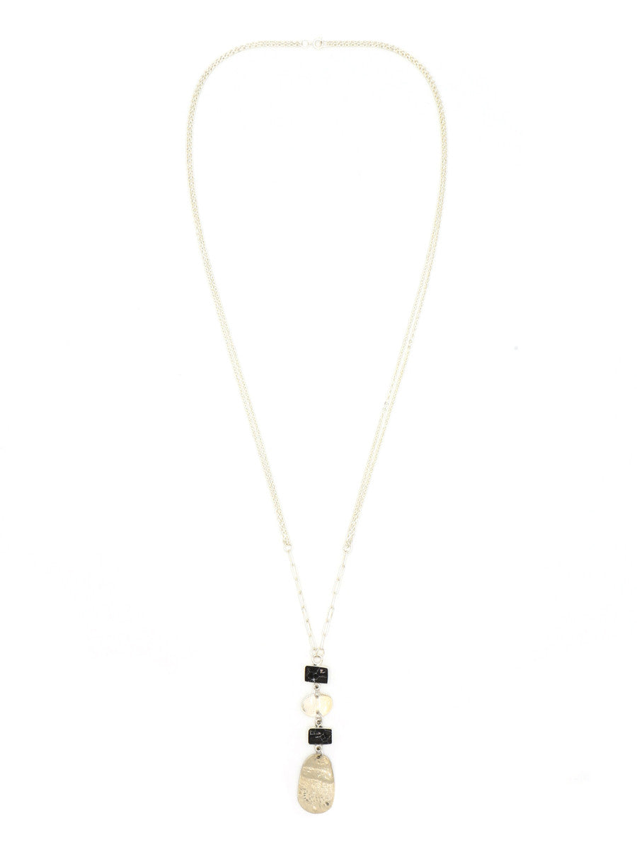Stepping Stone Pendant Necklace full view showing multi-chain design, by Fair Anita