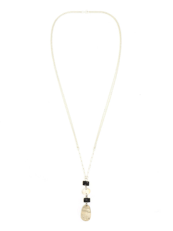 Stepping Stone Pendant Necklace full view showing multi-chain design, by Fair Anita