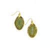 Stevie Dangle Earrings in gold-plated recycled brass with recycled glass centre by Fair Anita