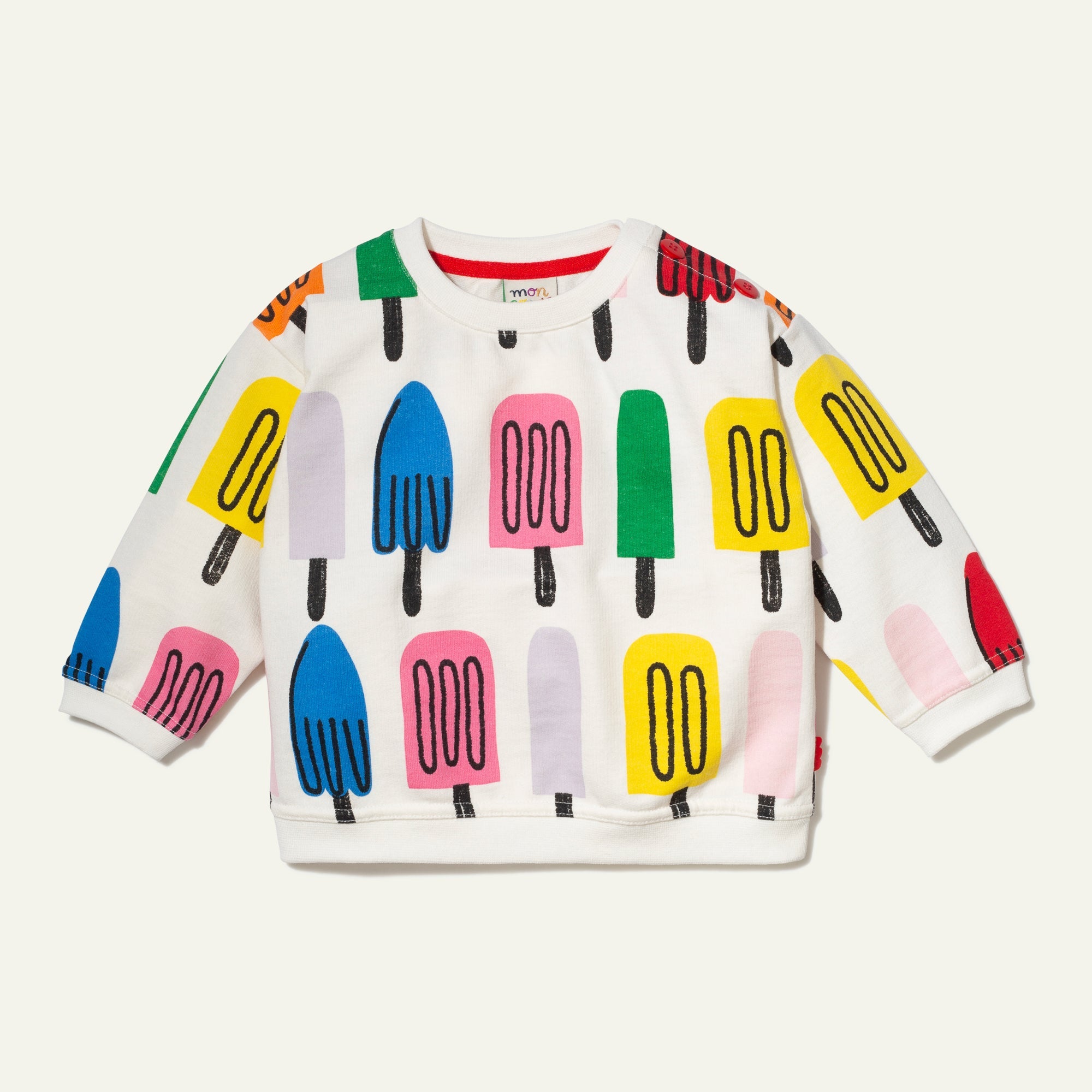 Sweatshirt with colorful ice cream pattern on a white background