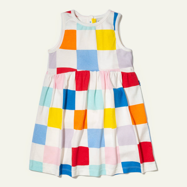 Colorful checkered dress on a white background