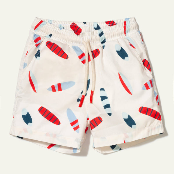 UPF 50+ Recycled Fishing Net Surfboards Kid Swim Trunk