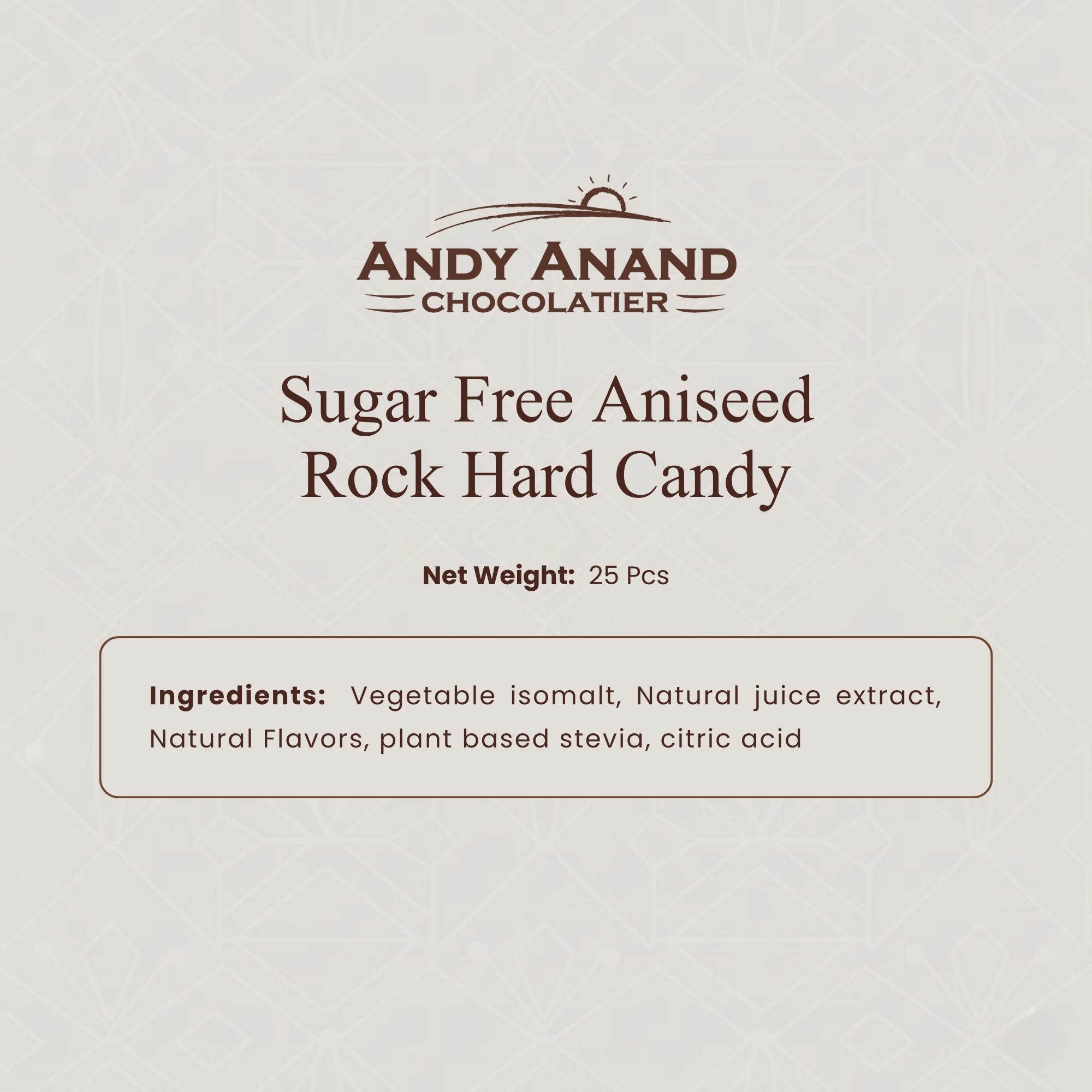 Andy Anand Sugar Free Aniseed Rock Hard Candy – Copper Kettle Boiled, Aspartame Free, Non-GMO, Gluten Free, Keto