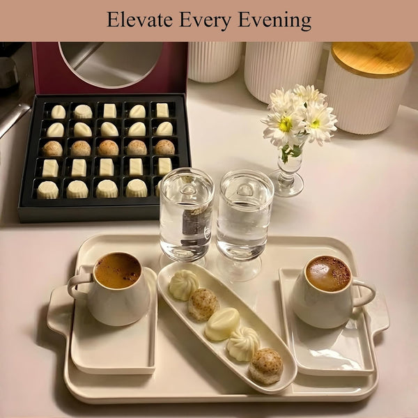 Andy Anand gourmet sugar free Belgian white chocolate truffles 60% cacao gift box open view