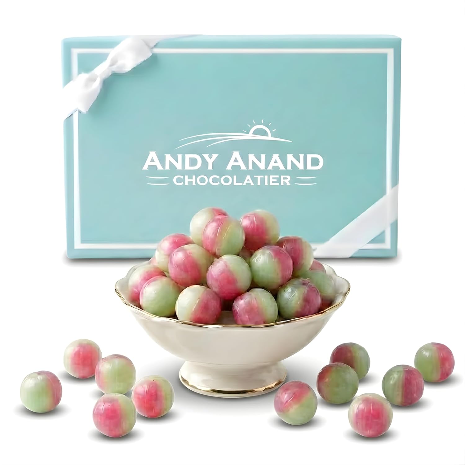 Andy Anand Sugar Free Rosy Apple Hard Candy in red and green, copper kettle boiled, 25-piece pack