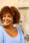 Summer Lovin' beaded hoop earrings styled with a brass fern necklace from Fair Anita