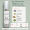 Glimmer Goddess organic triple action daily moisturizer with SPF 30 on a light green background