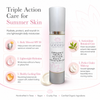 Glimmer Goddess organic triple action daily moisturizer with features listed on a light pink background