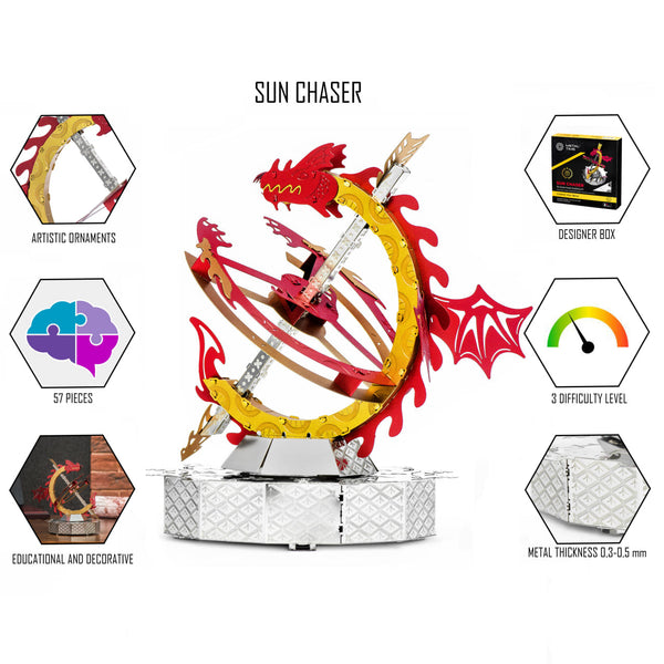Close-up view of the Sun Chaser stylish clock design