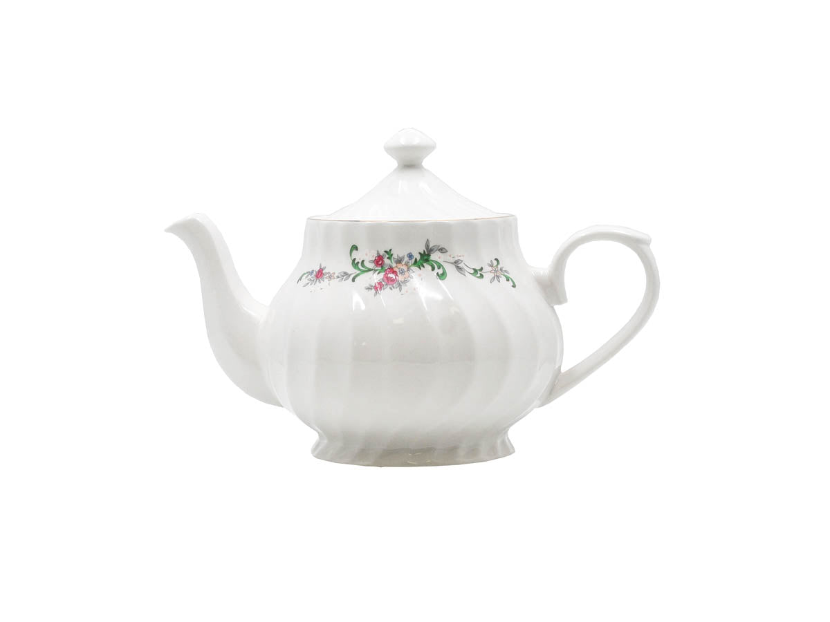 Limited Edition Vintage Bloom Teapot! Steep in elegance with this floral design teapot. 37oz capacity, 24k gold trim. Sustainable Tuxton Home!