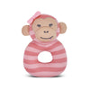 Maggie Monkey organic cotton teething rattle with embroidered face, by Apple Park & Organic Farm Buddies