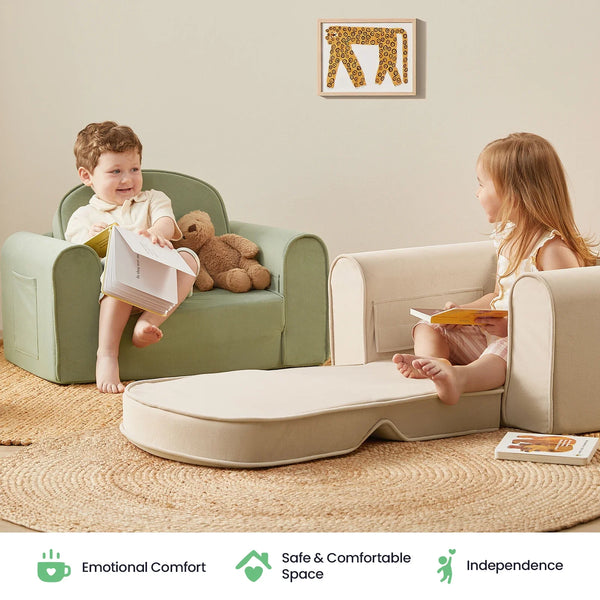 Tiny Land® GentleSnug Kids Foldable Sofa Chair – Sage