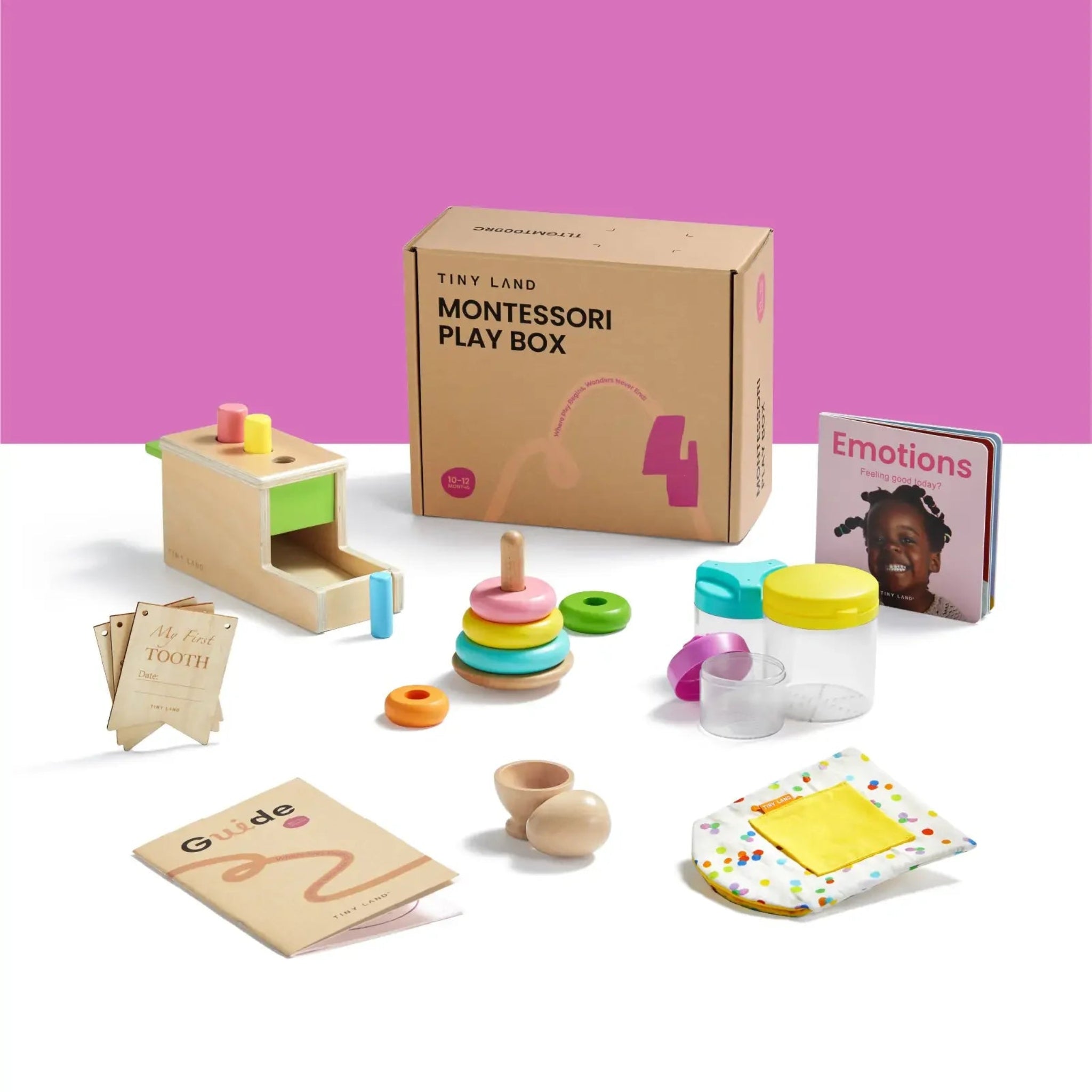 Tiny Land INC Tiny Land® Montessori Toy Set for Babies 10–12 Months | Wooden Learning Playset