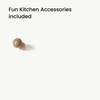 Animated view of the Tiny Land Honey wooden play kitchen for toddlers