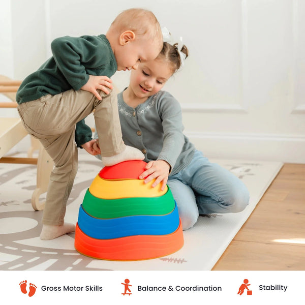 Tiny Land® Rainbow Stepping Stones – Kids Balance & Active Play Set