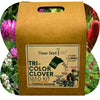 Flawn Seed Kits Tri-Color Clover Seed Kit packaging with clover flowers in the background