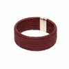 Solid Cuff bracelet in bordeaux woven sustainable palm leaf with sterling silver tips
