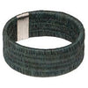 Solid Cuff bracelet in grey woven from sustainable palm leaf threads with sterling silver tips