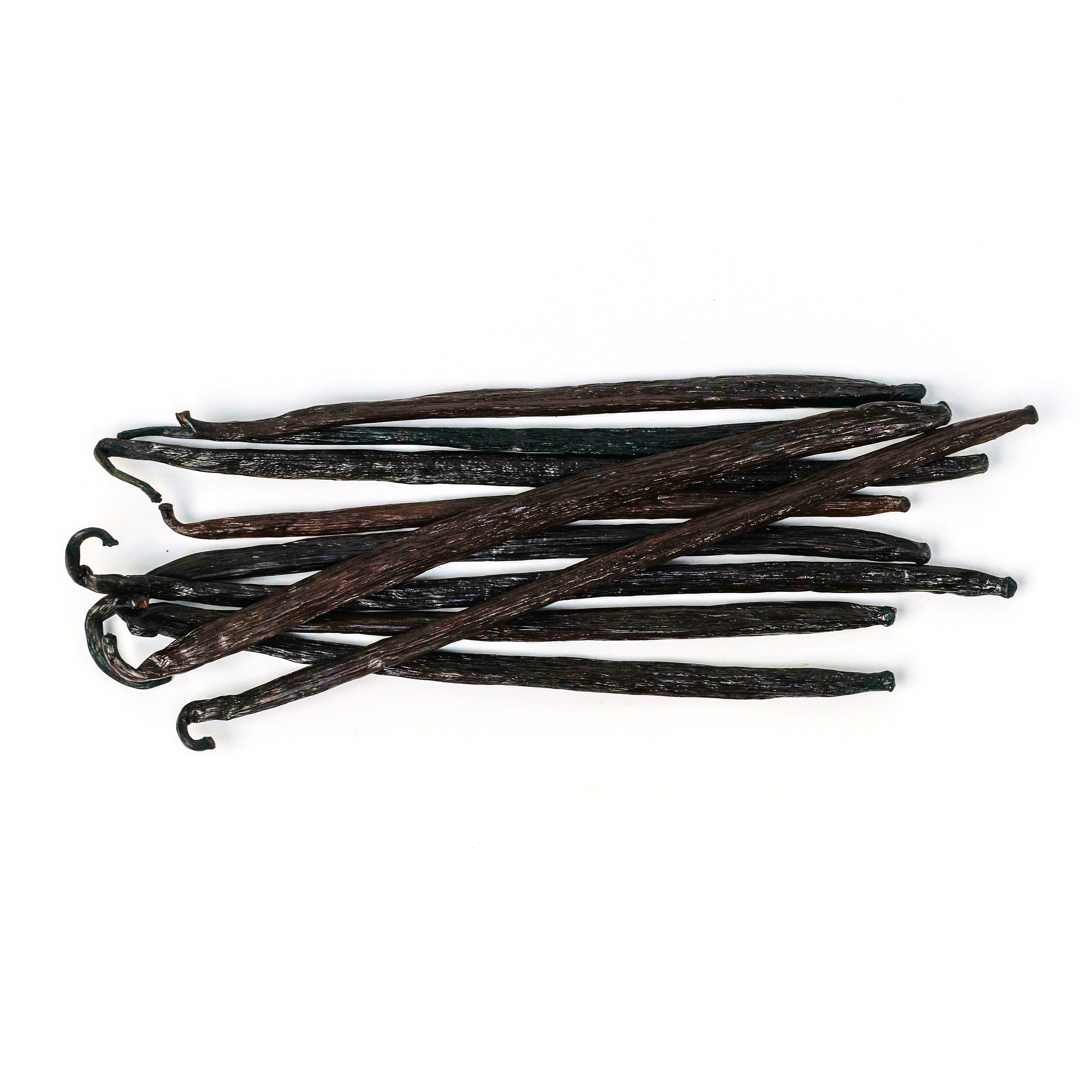 Vanilla beans on a white background