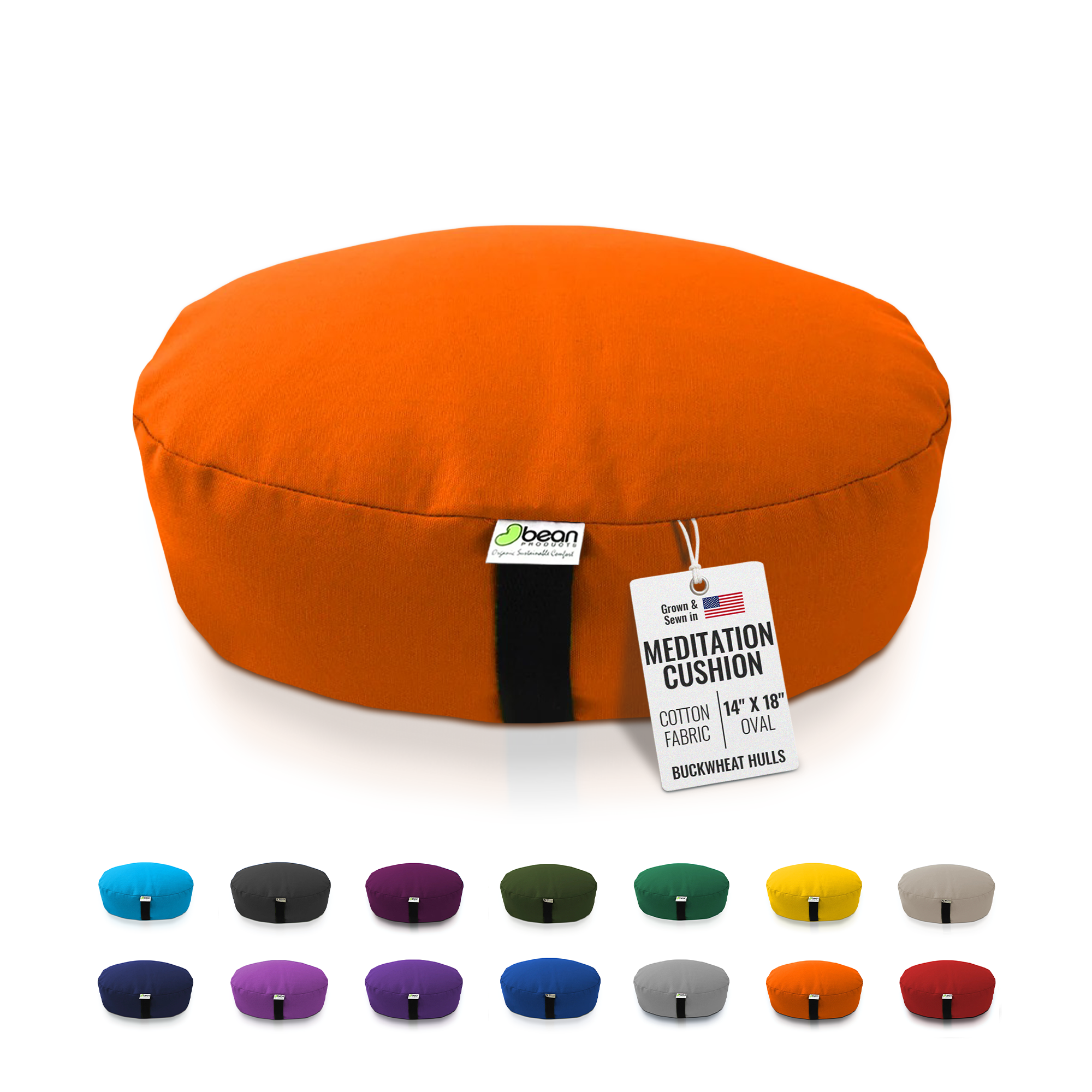 Zafu Meditation Cushion – Organic Buckwheat Hull Filling, Cotton, Made in USA