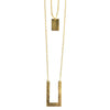 Tetris geometric double strand brass necklace with interlocking geometric charms by Fair Anita