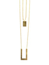 Tetris geometric brass layered necklace — nickel-free recycled metal by Fair Anita