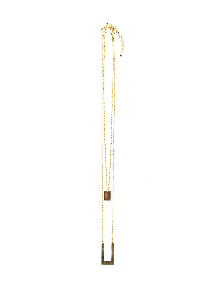Convertible double strand brass necklace styled as a single strand by Fair Anita