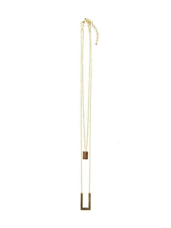 Convertible double strand brass necklace styled as a single strand by Fair Anita