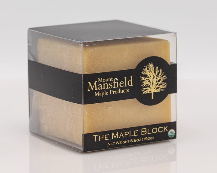 The Maple Block shown with grated maple shavings