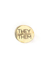 They/them brass pronoun pin – handcrafted, nickel-free, fair trade pin by Fair Anita