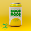 GoodMood Kombucha Mint & Basil Lemonade bottle label close-up