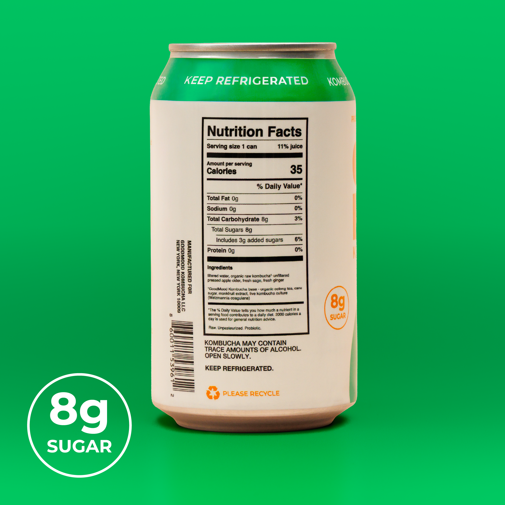 GoodMood Kombucha Apple Sage & Ginger product shot