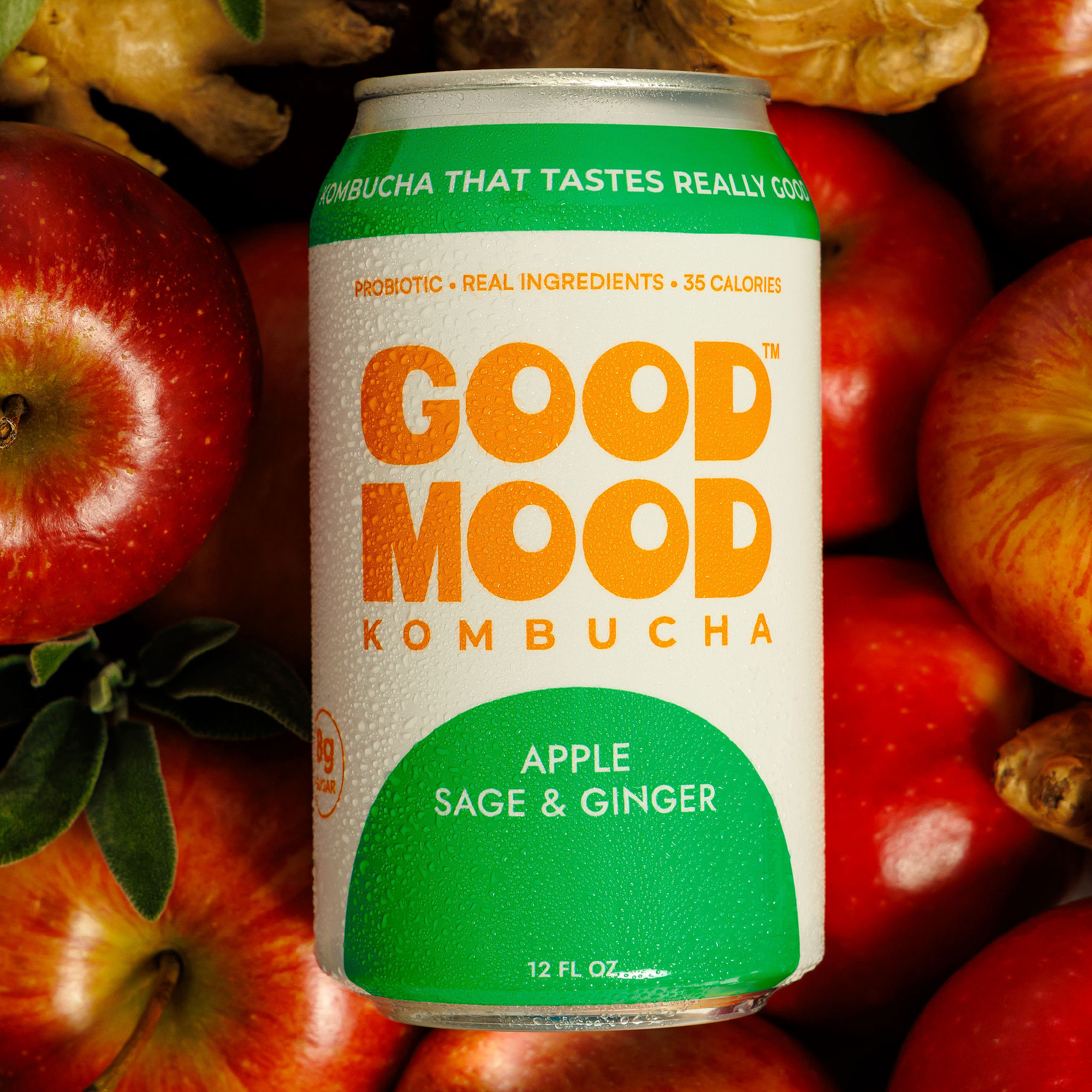GoodMood Kombucha Apple Sage & Ginger bottle